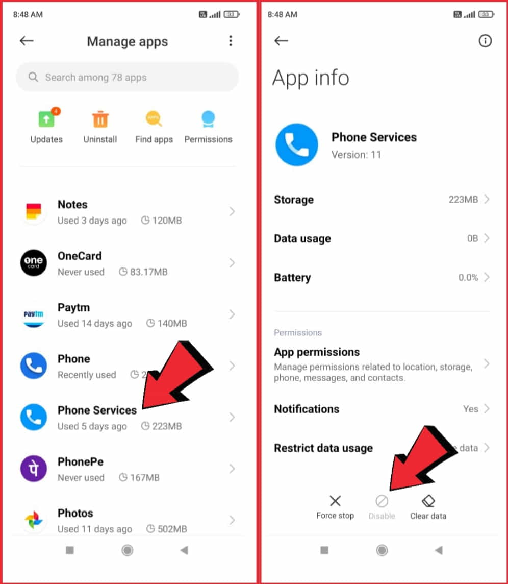 How to disable apps on Android