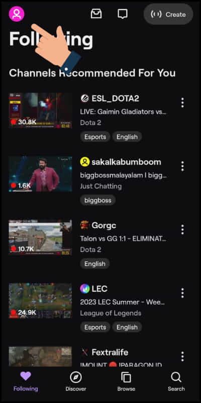 how to turn on dark mode of twitch on mobile