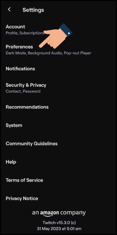 how to turn on dark mode of twitch on mobile