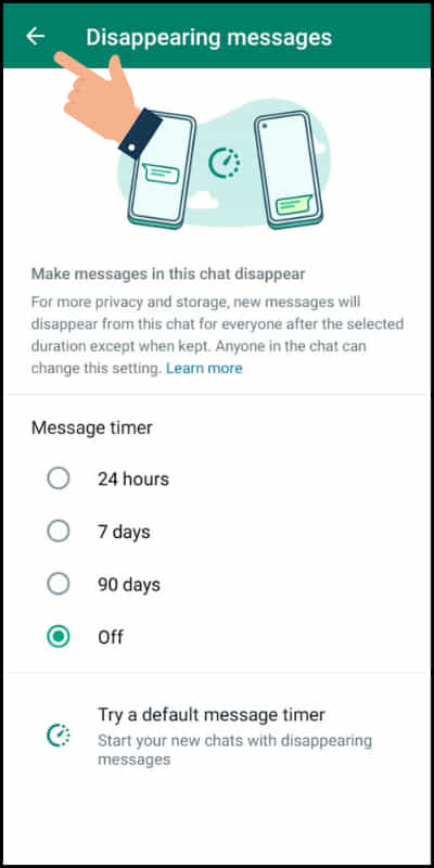 how to turn off disappearing messages in whatsapp