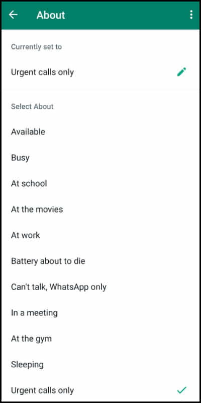 how to remove bio on whatsapp